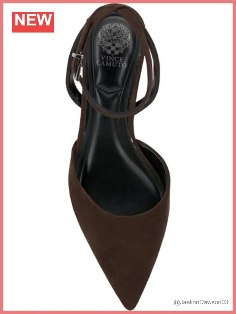 Suede Kitten Heel Pump with Ankle Strap Buckle Rhinestone